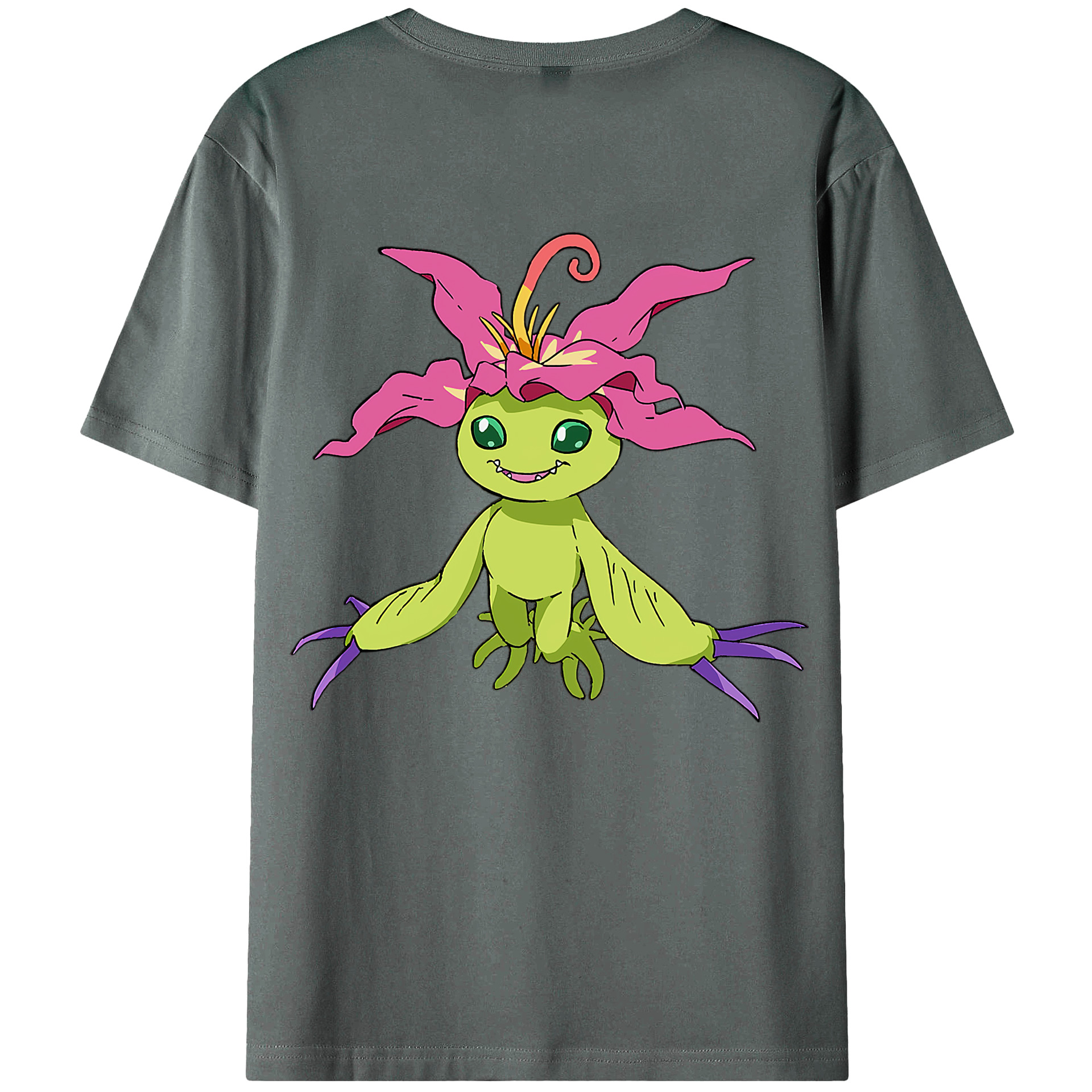 （画像用） Digimon デジタルモンスター/デジモン 綿100％ メンズ半袖Tシャツ（バックプリント） 通気性